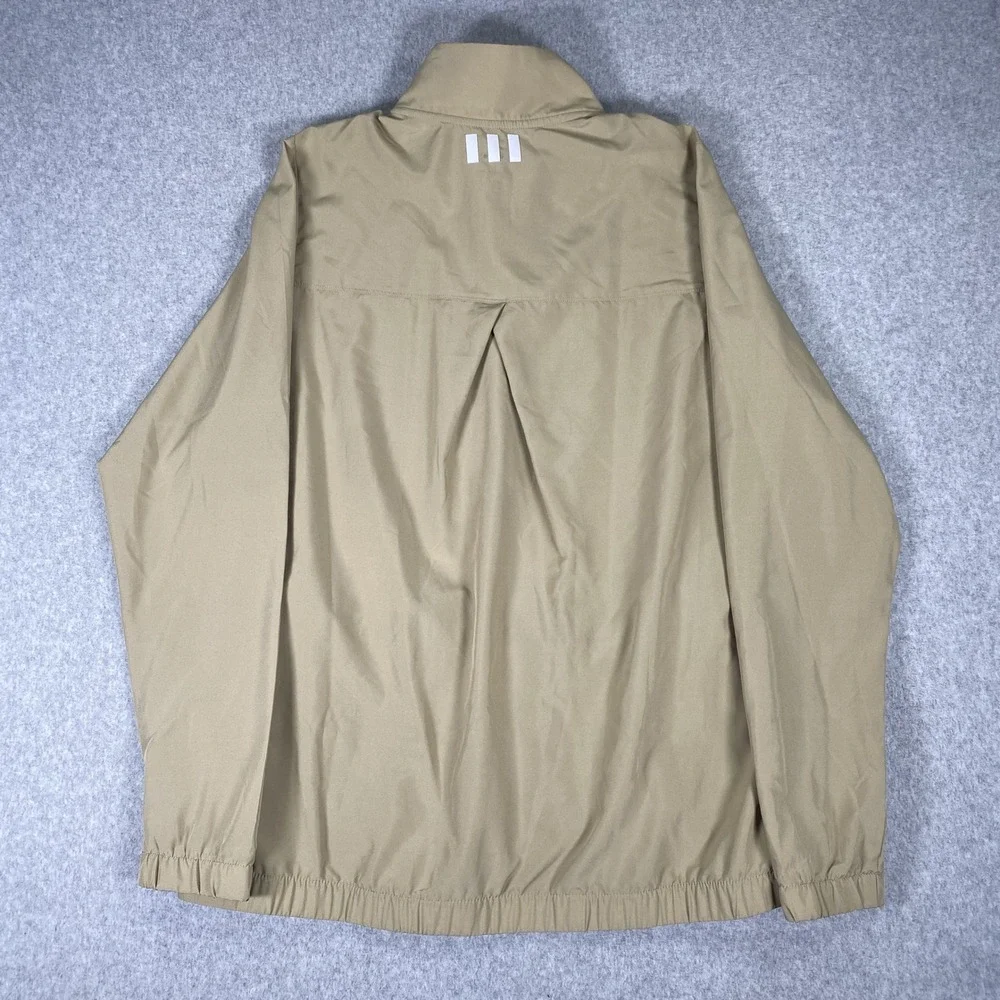 Adidas Golf Jacket Mens Large Tan Khaki Full Zip Windbreaker Lightweight Sport